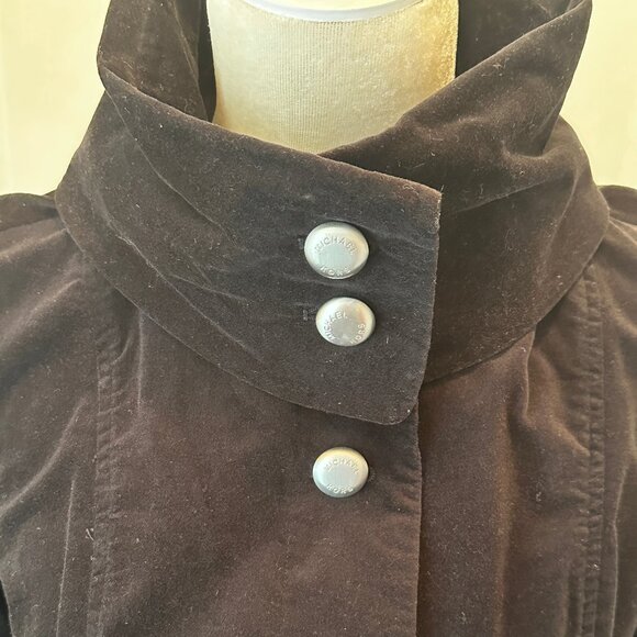 Michael Kors Women’s Military Style Black Velvet Waist Jacket w/ Pockets Size PM - Picture 3 of 13